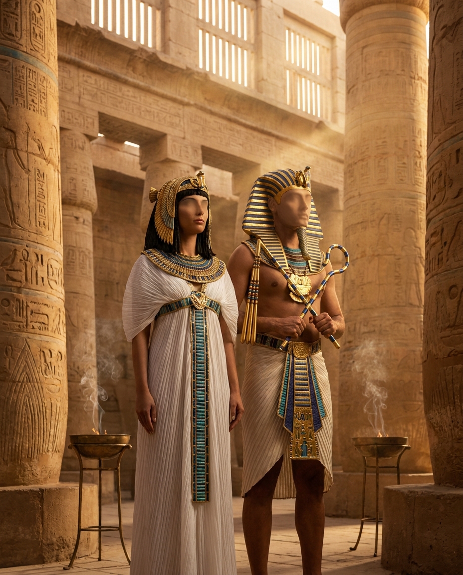Un portrait IA de voyage dans le temps dans un décor d'Égypte antique